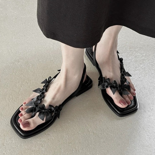 Damen Slingback-Sandaletten mit dekorativem Schleifen-Design R&B