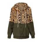 Damen Modischer Fleece-Hoodie mit tierischem Muster und Kontrastdetails R&B