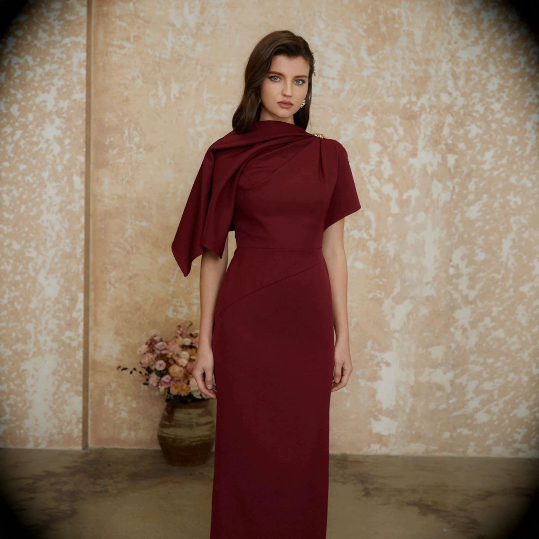 Damen Elegantes Abendkleid mit schulterfreiem Design und raffinierten Drapierungen R&B