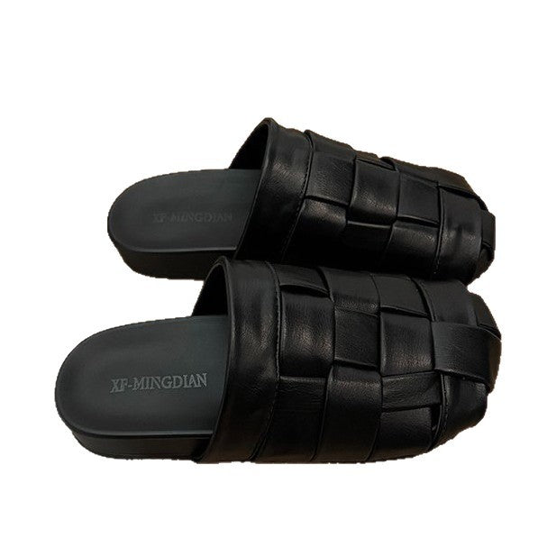 Damen modische Slipper mit geflochtenem Design und rutschfester Sohle R&B