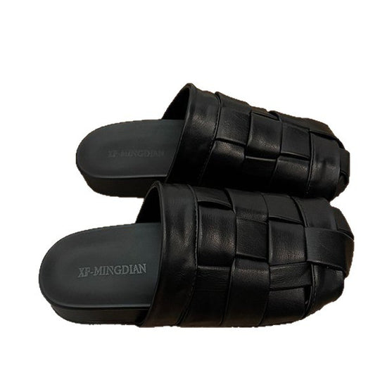 Damen modische Slipper mit geflochtenem Design und rutschfester Sohle R&B