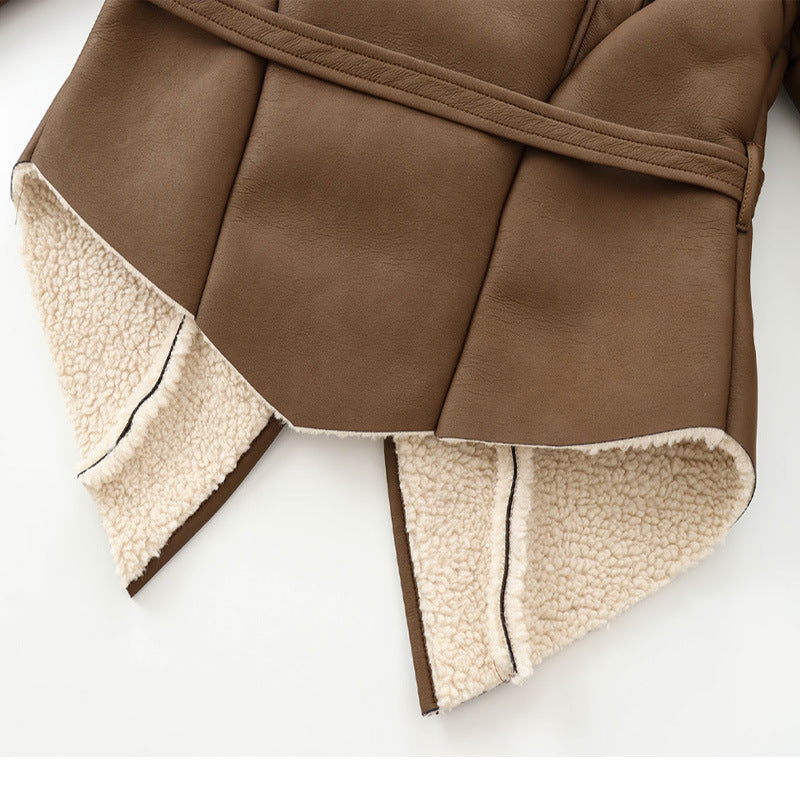 Damen kuschelige Jacke mit elegantem Kragen und gefüttertem Innenleben R&B