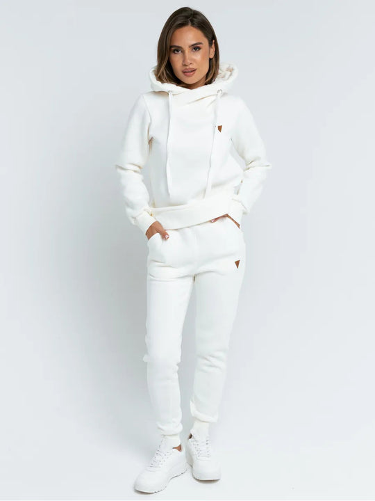 Damen Sportliches Hoodie-Set mit hohem Kragen R&B
