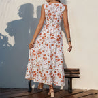 Damen Maxikleid mit floralem Design und Rüschendetails R&B