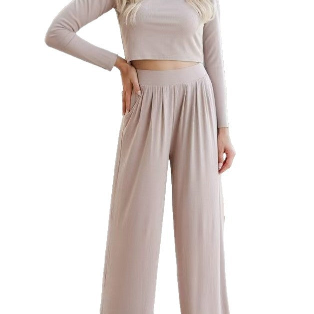 Damen lässiges Set aus cropped Oberteil und weiten Hose R&B