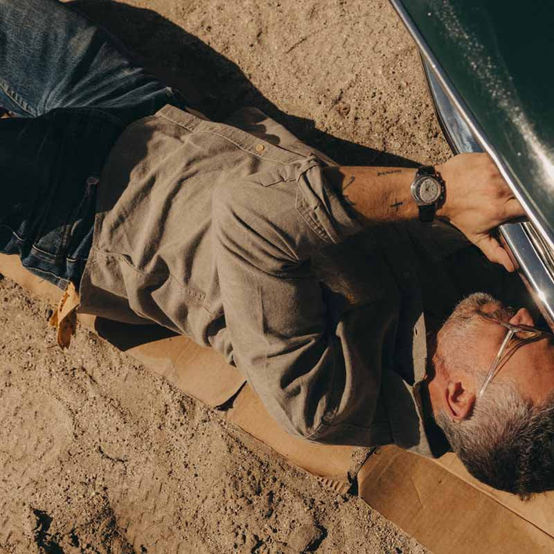 Herren lässiges Langarmhemd mit strukturiertem Stoff