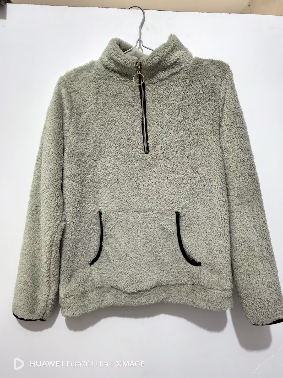 Damen kuscheliger Fleece-Pullover mit Hohen Kragen und Reißverschluss R&B