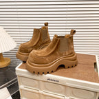 Damen Chunky Chelsea Boots mit rutschfester Profilsohle und weichem Veloursleder R&B