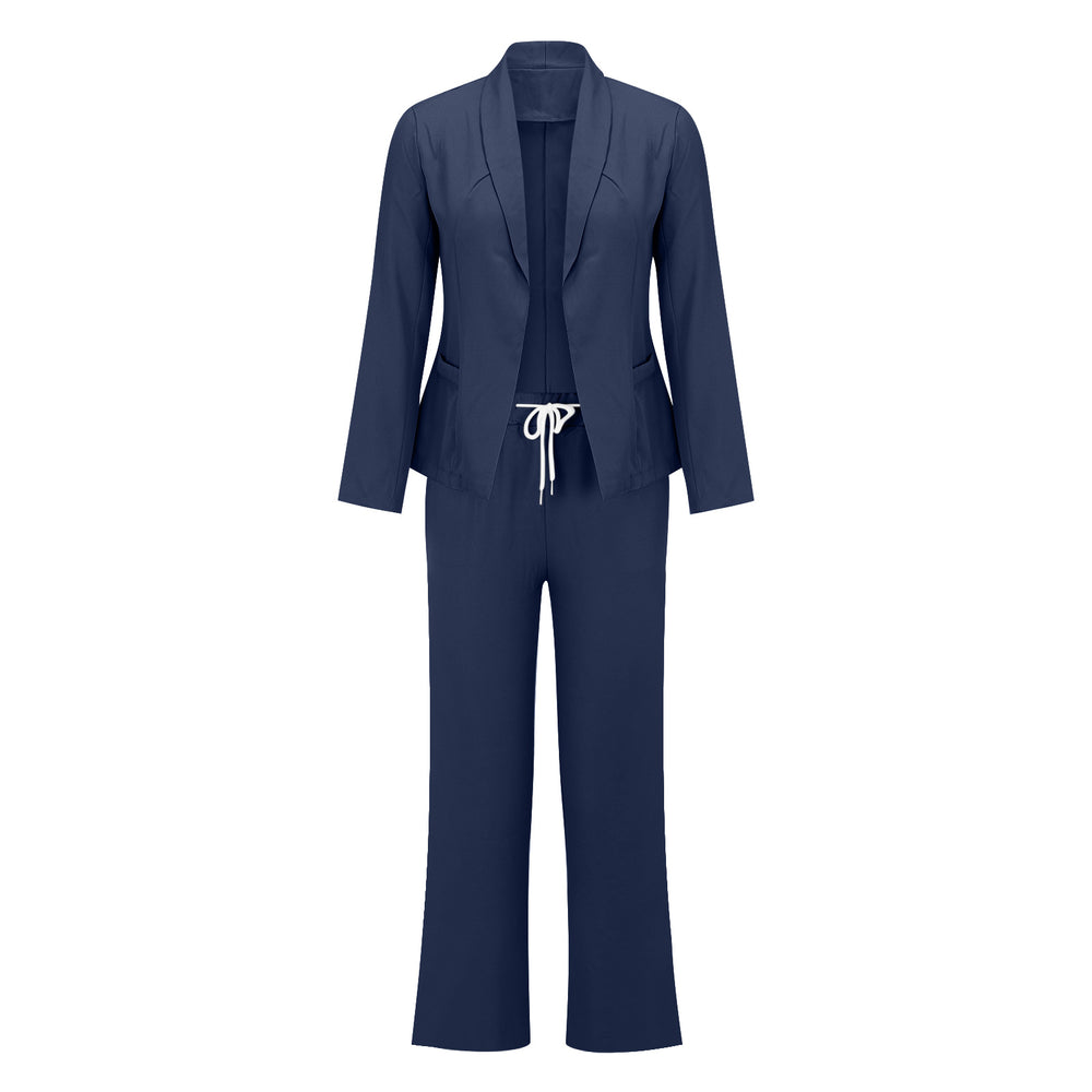Damen eleganter Jumpsuit mit Blazer-Optik und verstellbarem Taillenzug R&B