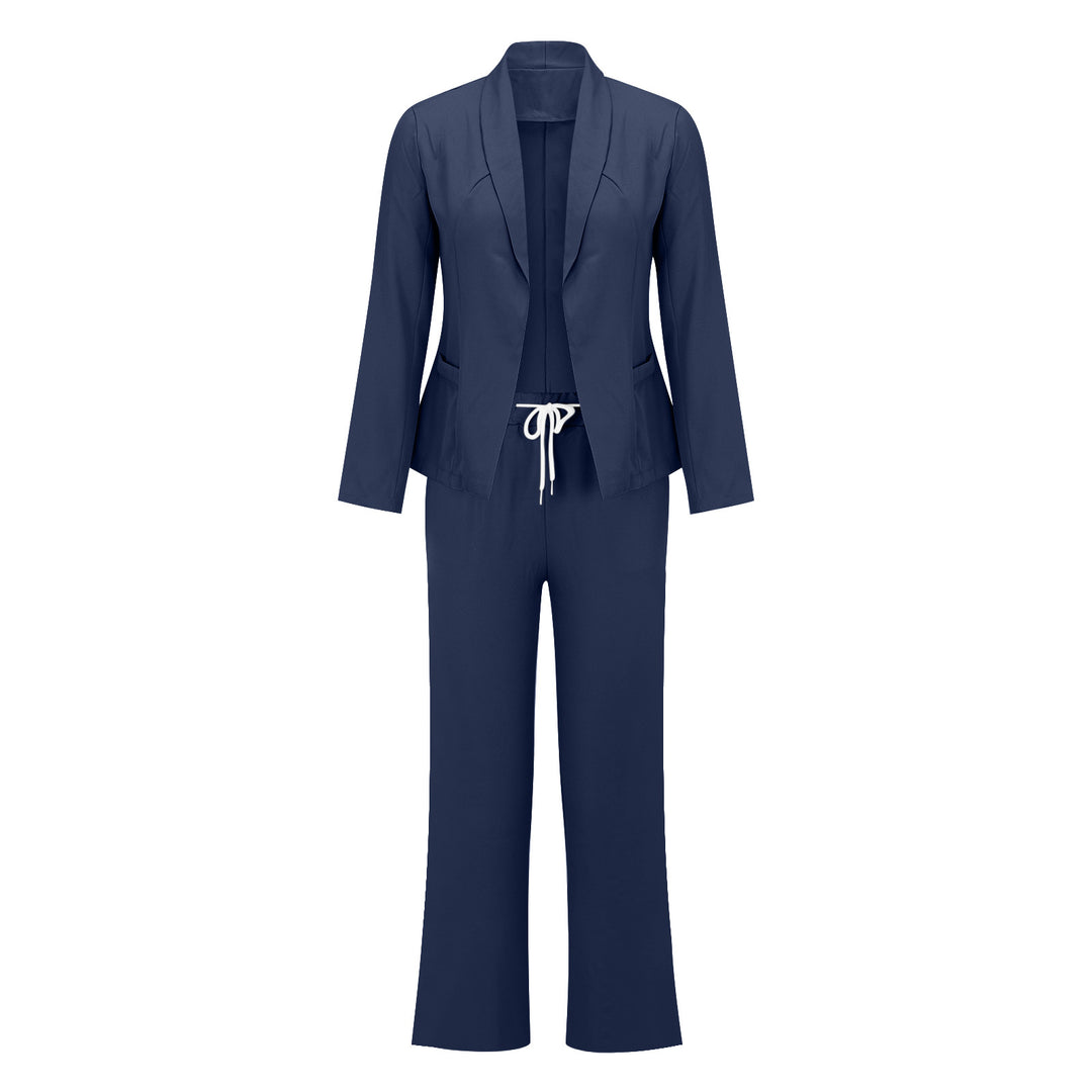 Damen eleganter Jumpsuit mit Blazer-Optik und verstellbarem Taillenzug R&B