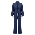 Damen eleganter Jumpsuit mit Blazer-Optik und verstellbarem Taillenzug R&B