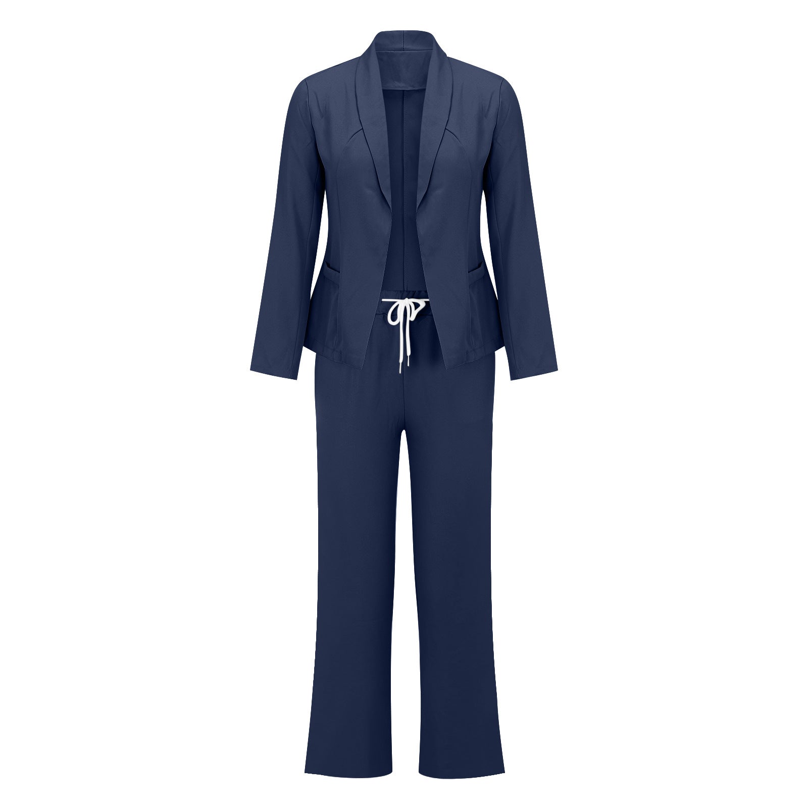 Damen eleganter Jumpsuit mit Blazer-Optik und verstellbarem Taillenzug R&B