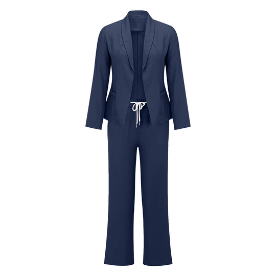 Damen eleganter Jumpsuit mit Blazer-Optik und verstellbarem Taillenzug R&B