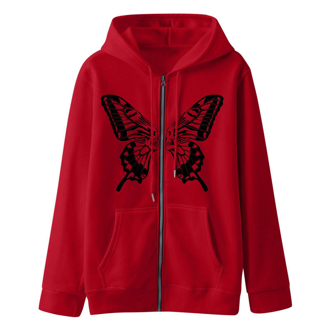 Damen Kapuzensweatjacke mit einzigartigem Schmetterlingsdruck R&B