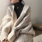 Damen Grober Strickcardigan mit oversized Schnitt und Rautenmuster R&B