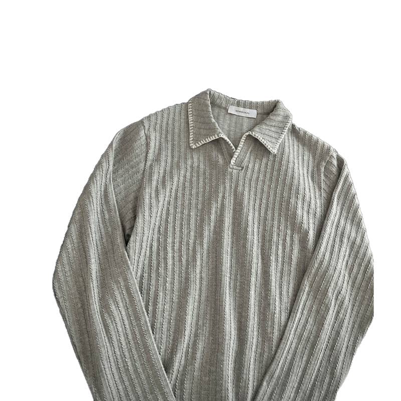Herren Pullover mit lässigem strukturiertem Design und modischem Kragen R&B
