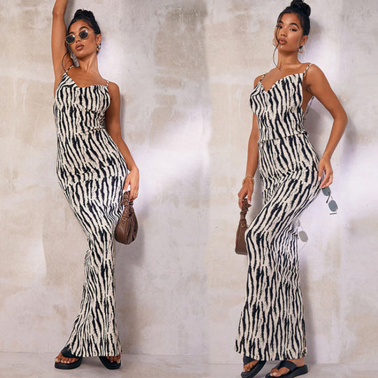Damen Maxikleid mit tierischem Print R&B