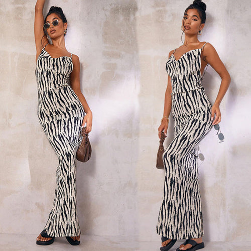 Damen Maxikleid mit tierischem Print R&B