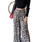 Damen Elegante Weitbein-Hosen im modischen Leopardenmuster R&B