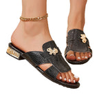 Damen elegante und komfortable Clogs mit goldenen Applikationen R&B