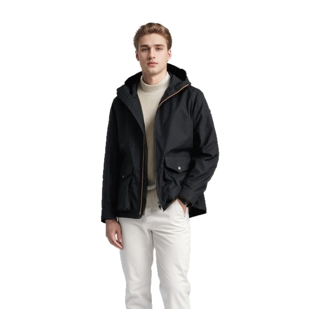 Herren strapazierfähige Multifunktionsjacke mit verstellbarem Kapuzenkragen und großzügigen Taschen R&B
