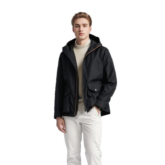 Herren strapazierfähige Multifunktionsjacke mit verstellbarem Kapuzenkragen und großzügigen Taschen R&B