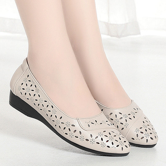 Damen Ballerinas mit filigranem Lochmuster und bequemem Fußbett R&B