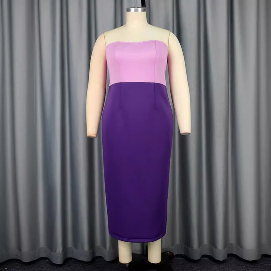 Damen figurbetontes Cocktailkleid mit schulterfreiem Design und Farbverlauf R&B