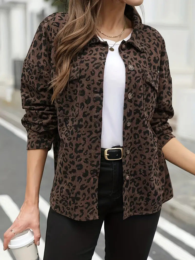 Damen Flanelljacke mit Leopardenmuster R&B