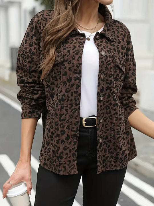 Damen Flanelljacke mit Leopardenmuster R&B