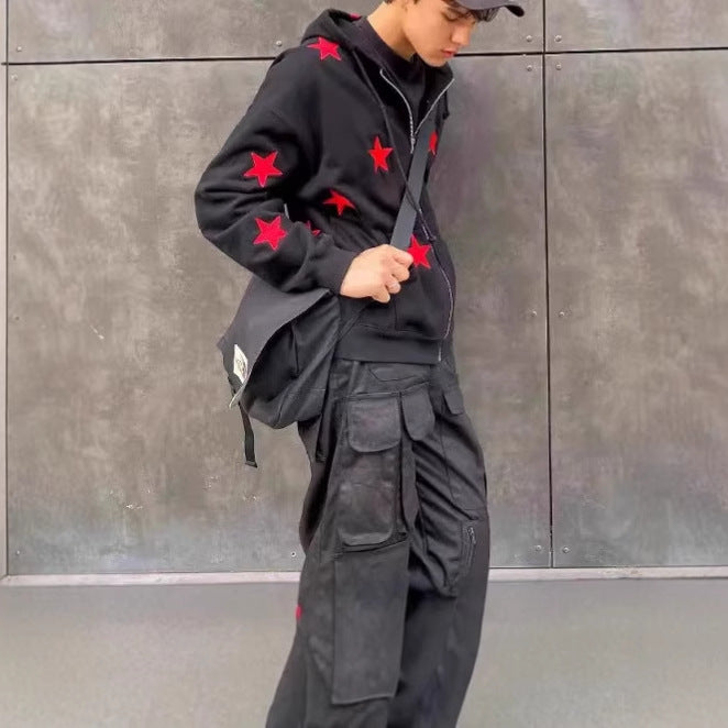 Herren Kapuzenpullover mit auffälligem Sternenmuster R&B