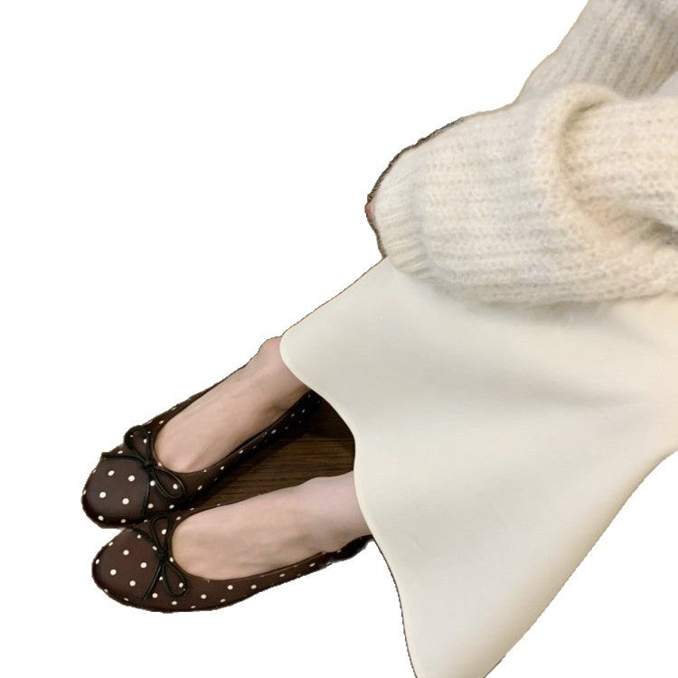 Damen Ballerinas mit Punkten und verspieltem Schleifen-Detail EB