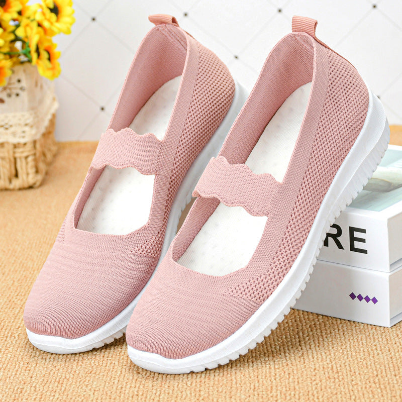 Damen bequeme und atmungsaktive Ballerinas mit elastischem Einsatz R&B