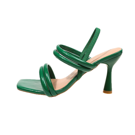 Damen trendige High Heel Sandalen mit geschwungenen Riemen R&B