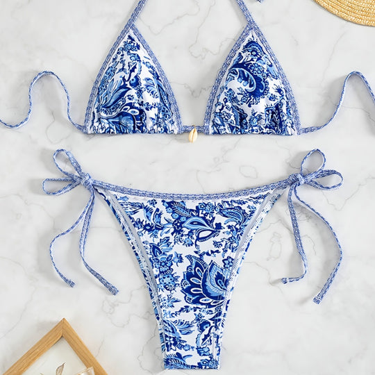 Damen Triangel-Bikini mit floralen Mustern R&B