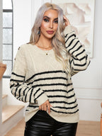 Damen Gemusterter Strickpullover mit eleganten Details R&B