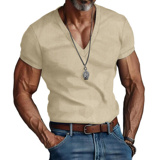 Herren Kurzarm V-Ausschnitt T-Shirt R&B