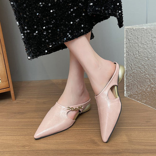 Damen elegante Mules mit modischem Kettenakzent R&B