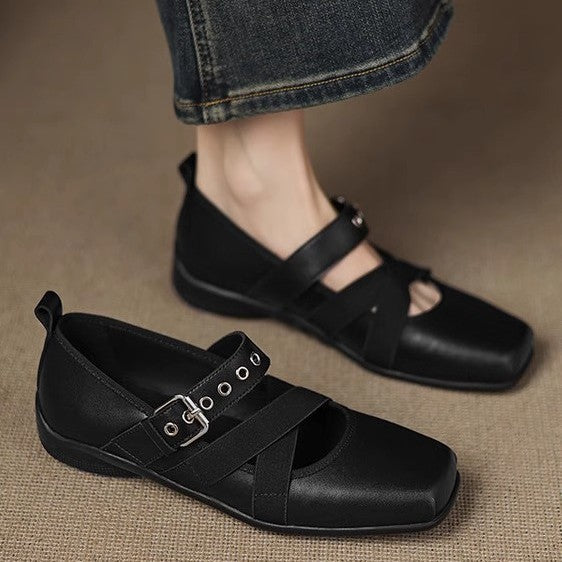 Damen Komfortable Ballerinas mit elastischen Riemen