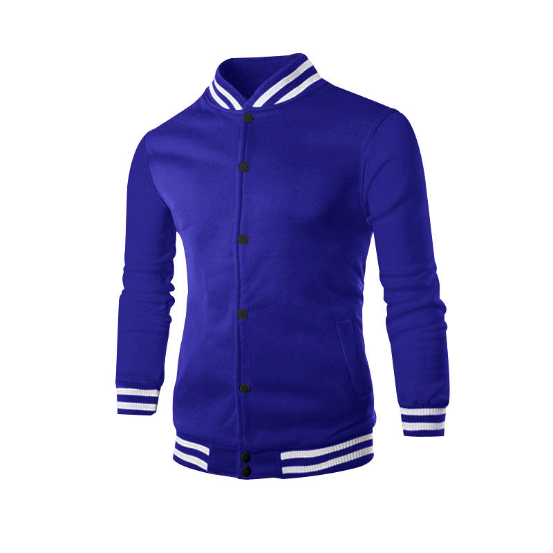 Herren nan schlanke Collegejacke im Collegestil mit Druckknopfleiste und kontrastierenden Rippbündchen R&B