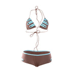 Damen Bikini-Set mit modischen Streifendetails und verstellbaren Trägern R&B