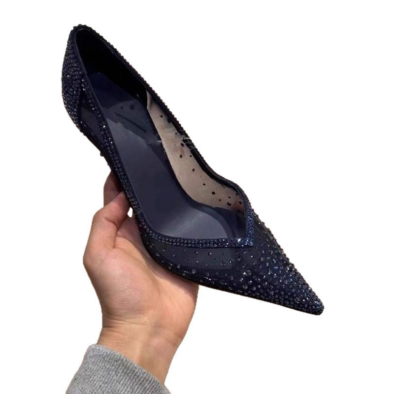 Damen elegante High Heel Pumps mit transparentem Netzdesign R&B