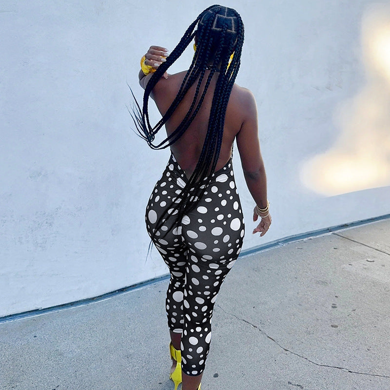 Damen Elegantes Bodysuit mit Punkten und tiefer Rückenpartie R&B