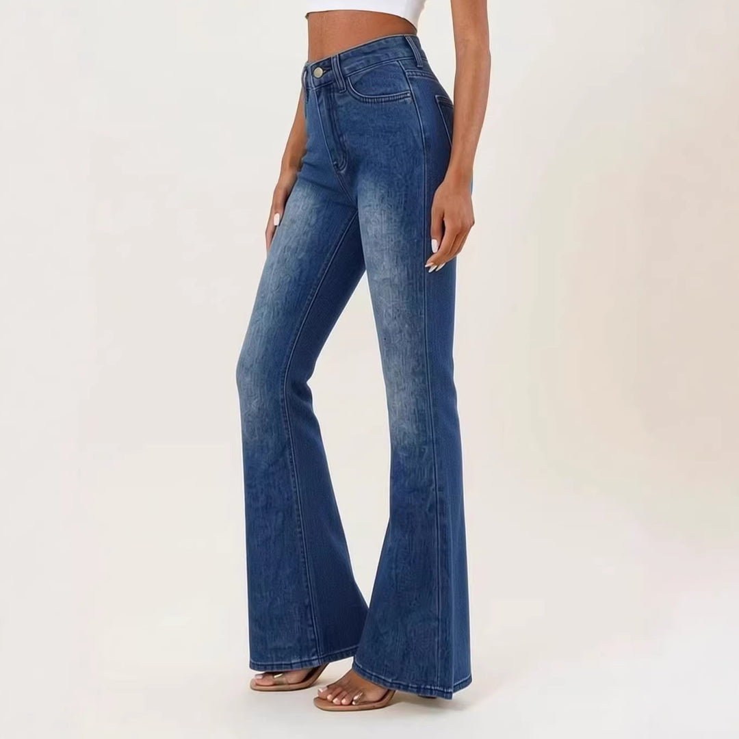 Damen Flared Jeans mit hohem Bund und einzigartigem Strukturdesign R&B