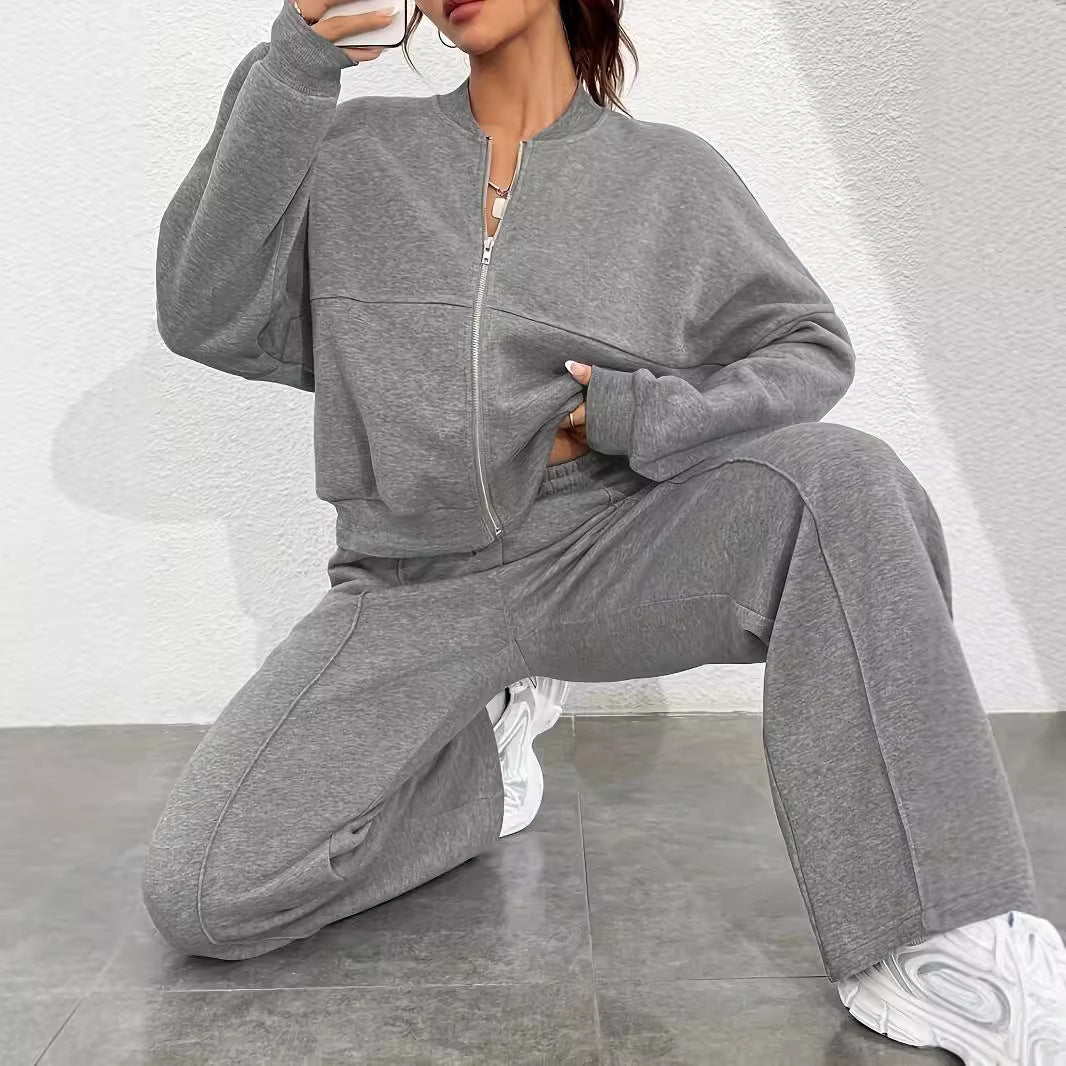 Damen lässiger Sweat-Anzug mit komfortablem Schnitt und praktischen Taschen R&B