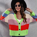 Damen Grobstrickjacke mit knopfdetails und modischem Farbspiel R&B