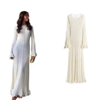 Damen Elegantes Strickkleid mit Rüschendetails und langen Ärmeln R&B