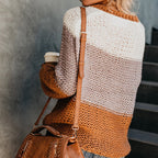 Damen lässiger Pullover mit weitem Schnitt und modischem Farbblockdesign R&B