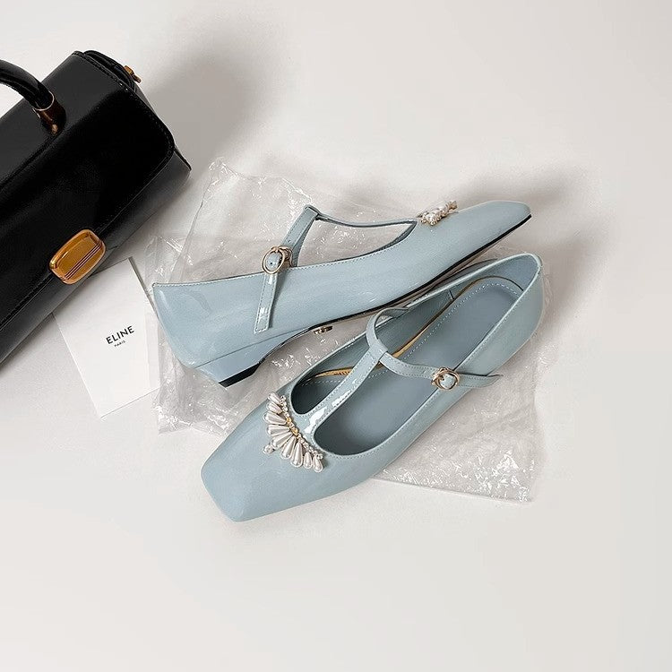 Damen Slingback-Ballerinas mit dekorativen Perlenapplikationen und elegantem Riemen R&B