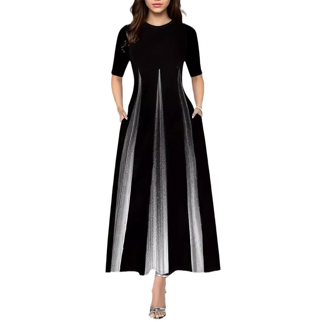 Damen Maxikleid mit modernem Farbverlauf und praktischen Seitentaschen